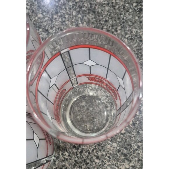 Set of 3 Vintage Coca-Cola Coke Drinking Glasses Tiffany Style Frosted - Picture 6 of 7